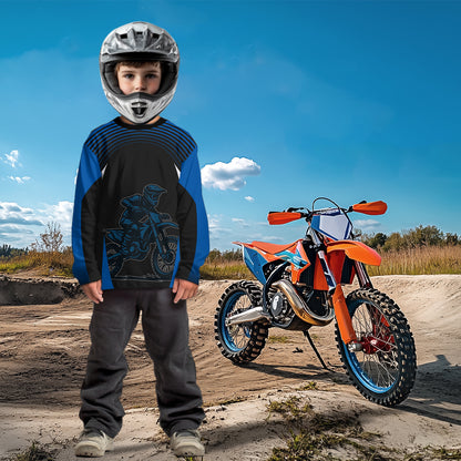 Custom Blue Motocross Racing Jersey Dirt Bike Off-road Riding Jersey Men Kid Women XM356