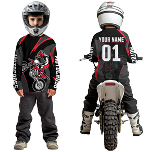 Adult & Kid Custom Red and Black Motocross Jersey Dirt Bike Shirt Motorcycle Jersey Team Shirt MX Jersey| CTP106