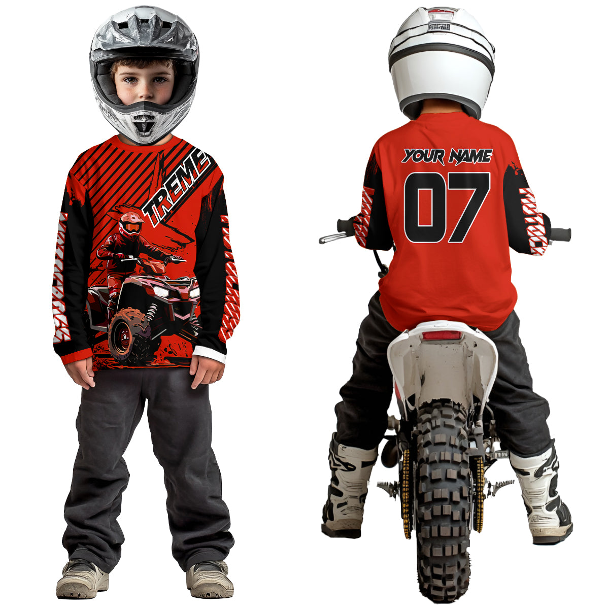 Red ATV Racing Jersey Upf30+ Custom Motocross Jersey Men Women Extreme Riding Shirt for Kids MHT200