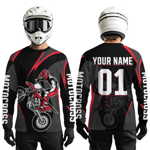 Adult & Kid Custom Red and Black Motocross Jersey Dirt Bike Shirt Motorcycle Jersey Team Shirt MX Jersey| CTP106