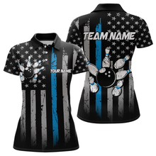 Load image into Gallery viewer, US Blue Flag Bowling Shirt for Women Custom Name Polo &amp; Quarter-Zip Bowling Jersey Bowling Team Shirt HNT23