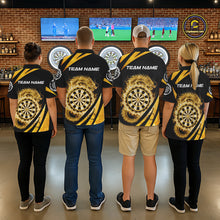 Load image into Gallery viewer, Gold Flames Dragon Dartboard Men Darts Polo Shirt Custom Dragon Team Dart League Shirt NYN2068