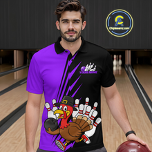 Load image into Gallery viewer, Purple Turkey Bowling Shirts for Women Men Team Custom Bowling Jerseys Thanksgiving MBL180