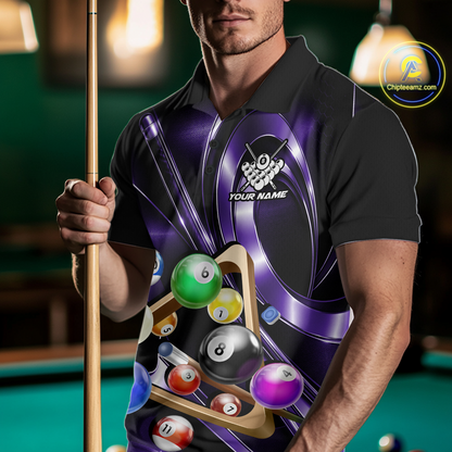 Custom Ball Pool Shirts Purple Billiard Shirt for Men Billiard Team Jersey Billiard League NNT180