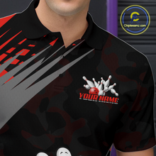 Load image into Gallery viewer, Custom Red Funny Bowling Shirt Crazy Bowling Jersey Men Polo &amp; 1/4 Zip Bowling Outfit QZT785