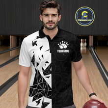 Load image into Gallery viewer, Black &amp; White Bowling Shirts for Women Men Custom Team Bowling Polo&amp;1/4 Zip Shirt MBL174