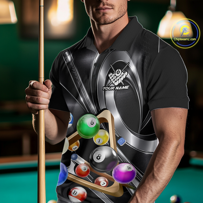 Custom Ball Pool Shirts Grey Billiard Shirt for Men Billiard Team Jersey Billiard League NNT180