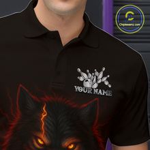 Load image into Gallery viewer, Red&amp;Black Wolf Bowling Shirts for Team Women Men Custom Wolf Bowling Polo &amp;1/4 Zip MBL196