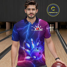 Load image into Gallery viewer, Purple Lightning Bowling Shirts for Men Women Custom Team Bowling Jerseys MBL155