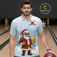 Load image into Gallery viewer, Funny Beer Santa Christmas Custom Bowling Jersey for Men Bowling Team Shirts Polo &amp; 1/4 Zip HNT141