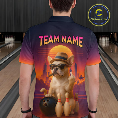 Custom Funny Dog Bowling Jersey for Men Bowling Uniform Polo & 1/4 Zip Bowling Team Shirts HNT135