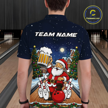 Load image into Gallery viewer, Custom Funny Beer Santa Christmas Bowling Jersey for Men Bowling Team Shirts Polo &amp; 1/4 Zip HNT140