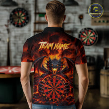 Load image into Gallery viewer, Fire Flame Dragon Black &amp; Red Dartboard Dart Polo Shirts For Men Custom Dart Team Shirts NYN2673