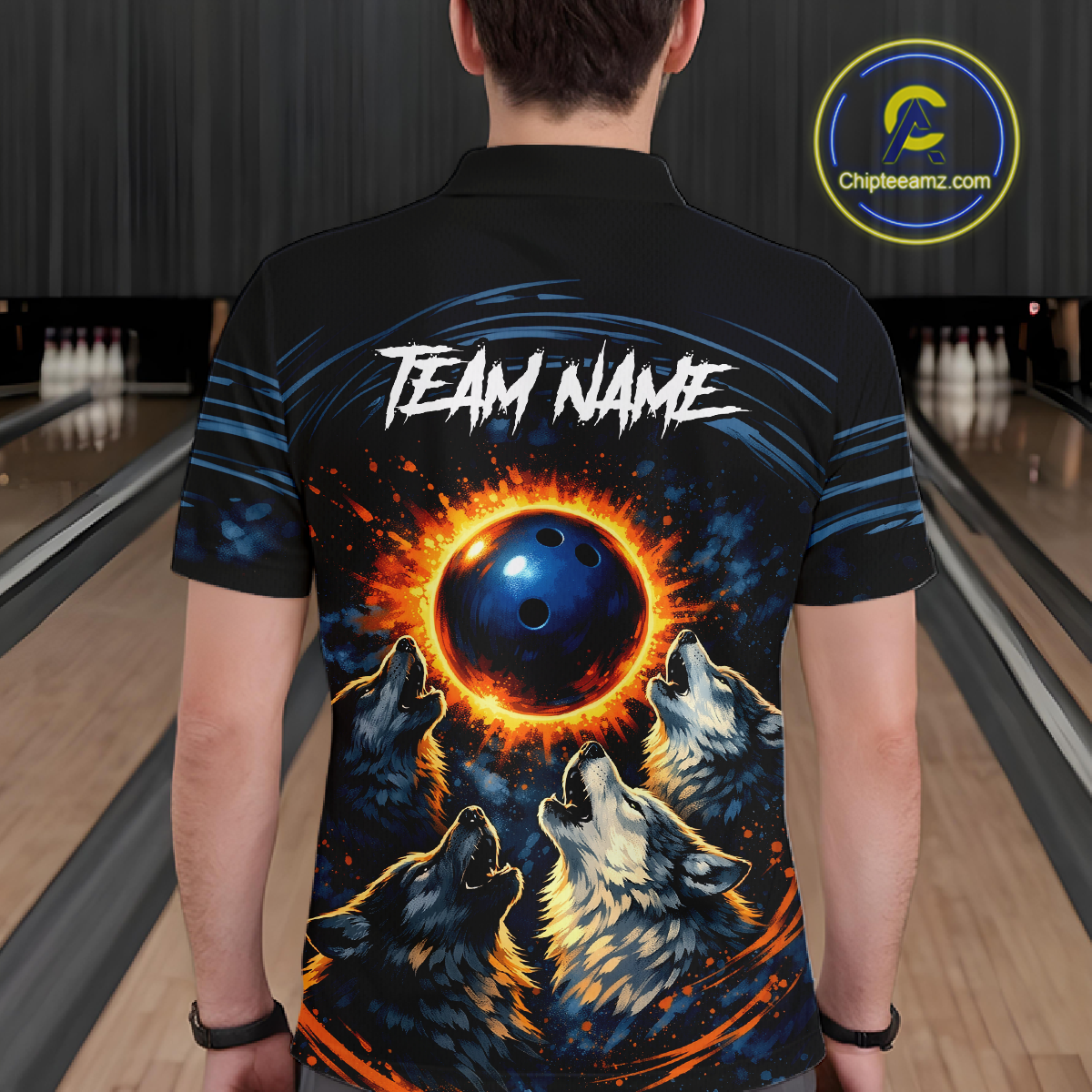 Wolf Bowling Jersey for Men Polo & 1/4 Zip Custom Wolf Bowling Team Shirts Bowling League HNT205