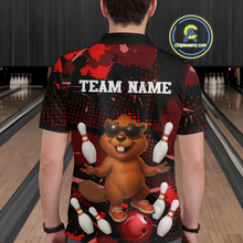 Load image into Gallery viewer, Custom Red Funny Beaver Bowling Team Shirt Men Bowling League Jersey Polo Bowling Outfit QZT764
