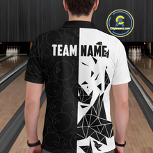 Load image into Gallery viewer, Black &amp; White Bowling Shirts for Women Men Custom Team Bowling Polo&amp;1/4 Zip Shirt MBL174