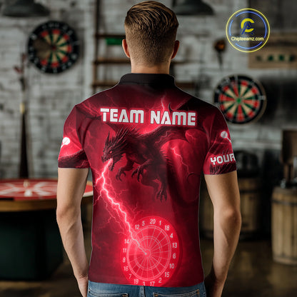 Custom Dragon Lightning Red Dartboard Dart Team Shirt For Men, Outfits Dart Jerseys NYN1072
