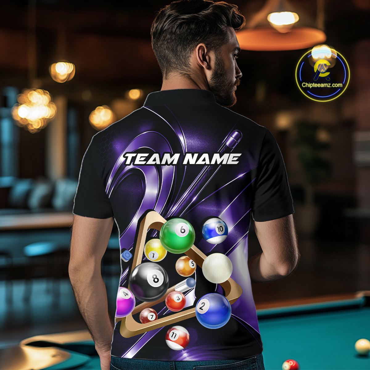 Custom Ball Pool Shirts Purple Billiard Shirt for Men Billiard Team Jersey Billiard League NNT180