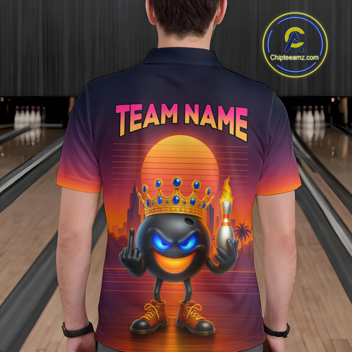 Custom Funny Bowling Jersey for Men Bowling Uniform Polo & 1/4 Zip Bowling Team Shirts HNT129