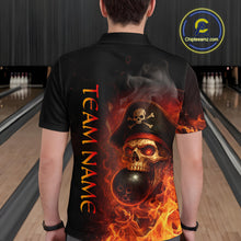 Load image into Gallery viewer, Orange Flame Pirate Skull Bowling Team Shirt for Men Bowling League Jersey Polo Bowling Outfit QZT763