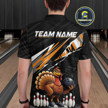Load image into Gallery viewer, Custom Orange Funny Turkey Bowling Jersey for Men Thanksgiving Bowling Shirts Polo &amp; 1/4 Zip HNT117
