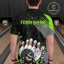 Load image into Gallery viewer, Custom Green Funny Bowling Shirt Crazy Bowling Jersey Men Polo &amp; 1/4 Zip Bowling Outfit QZT785
