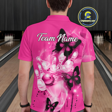 Load image into Gallery viewer, Custom Pink Butterflies Bowling Shirts for Men Women Team MBL120