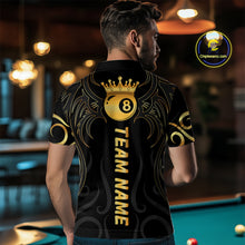 Load image into Gallery viewer, Black And Gold 8 Ball Crown Tribal Billiard Shirt For Men Custom Pool Jersey Billiard Team Shirt TDM4724