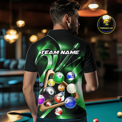 Custom Ball Pool Shirts Green Billiard Shirt for Men Billiard Team Jersey Billiard League NNT180