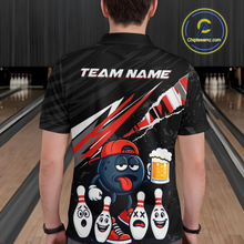 Load image into Gallery viewer, Custom Red Beer Bowling Jersey for Men Bowling Team Shirts Bowling Uniform Polo &amp; 1/4 Zip HNT133