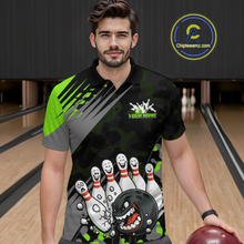 Load image into Gallery viewer, Custom Green Funny Bowling Shirt Crazy Bowling Jersey Men Polo &amp; 1/4 Zip Bowling Outfit QZT785
