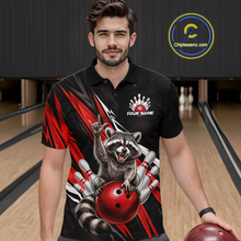 Load image into Gallery viewer, Custom Red Raccoon Bowling Jersey for Men Bowling Team Shirts Bowling Polo &amp; 1/4 Zip HNT254