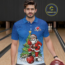 Load image into Gallery viewer, Custom Funny Santa Christmas Bowling Jersey for Men Bowling Team Shirts Polo &amp; 1/4 Zip HNT139
