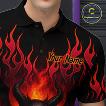 Load image into Gallery viewer, Red Flame Demon Bowling Ball Shirt for Men Custom Bowling Team Jersey QZT758