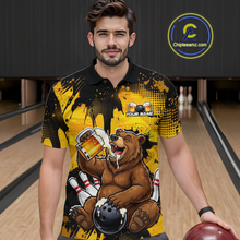 Load image into Gallery viewer, Custom Beer Bear Bowling Jersey for Men Bowling Team Shirts Bowling Polo &amp; 1/4 Zip HNT265