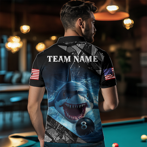Funny Blue Shark Ball Pool Billiard for Men Billiard Shirts Polo & 1/4 Zip Shirt Team NNT18