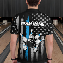 Load image into Gallery viewer, US Blue Flag Bowling Shirt for Men Custom Name Polo &amp; Quarter-Zip Bowling Jersey Bowling Team Shirt HNT23