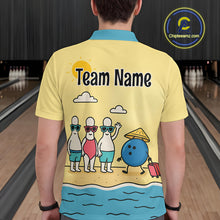 Load image into Gallery viewer, Summer Bowling Shirt Custom Polo Bowling Jersey Funny Bowling Pins and Ball QZT695