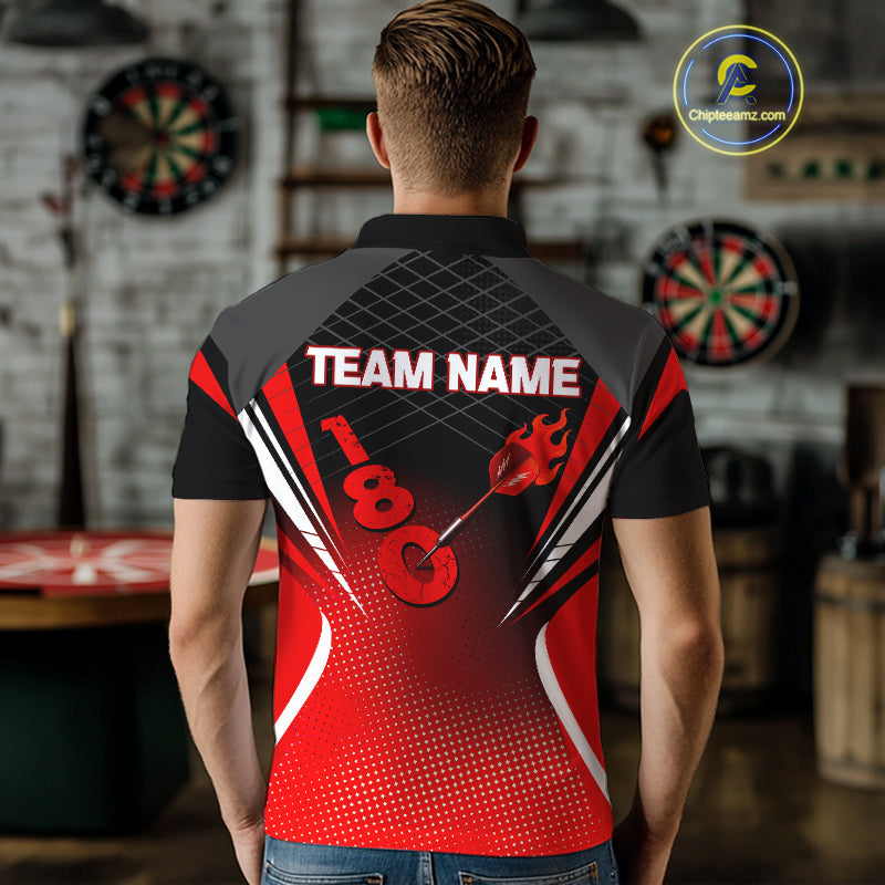 Flaming Dart Arrow In 180 Score Men's Darts Shirt - Custom Name For Dart Players NYN0421