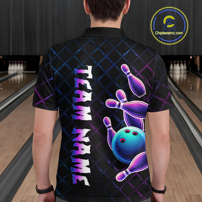 Neon Bowling Custom Men Bowling Shirt Polo & Quarter-Zip Bowling Team Jerseys HNT70