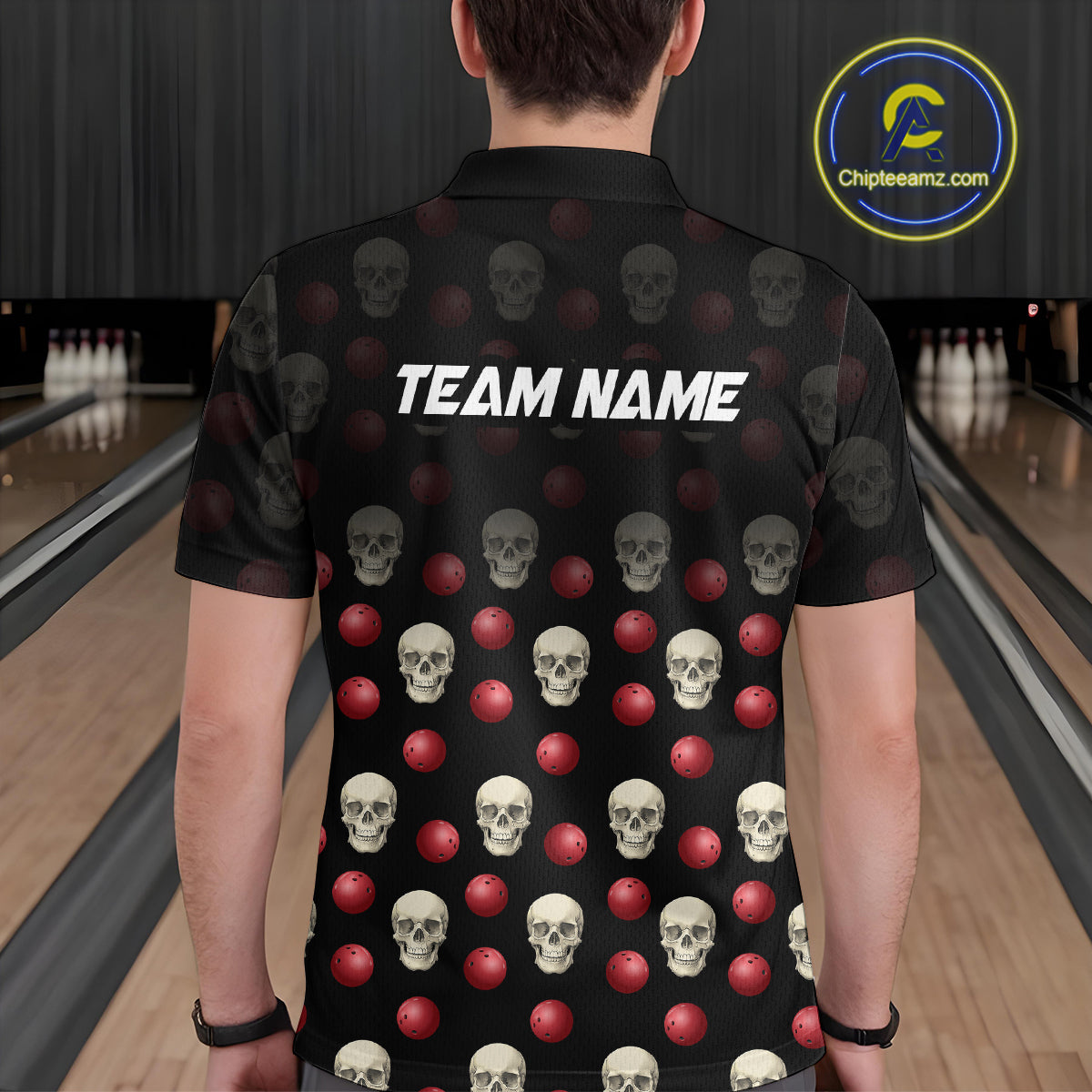 Skull Bowling Shirt Personalized Polo Bowling Team jersey Pattern Bowling League QZT690