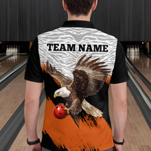 Load image into Gallery viewer, Custom Name Orange Eagle Bowling Shirt Bowling Jersey for Men Polo &amp; 1/4 Zip Shirt Team League HNT07