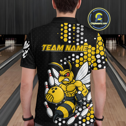 Custom Funny Bee Bowling Team Shirt Bowling Jersey for Men Bowling Outfit Gifts QZT721