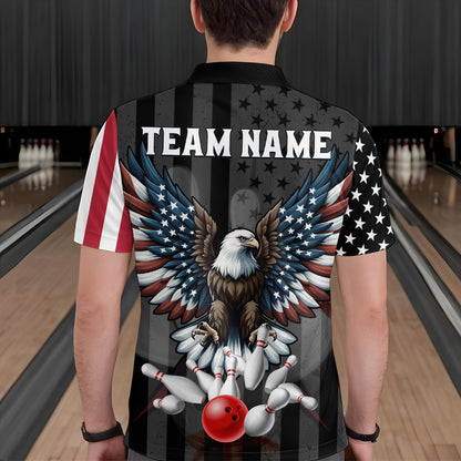 Eagle Bowling Polo Shirt Custom Bowling Jersey for Men Bowling Team League QZT51