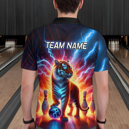 Custom Tiger Bowling Jersey Thunder Bowling Team Shirt Polo Bowling for Men Women QZT637