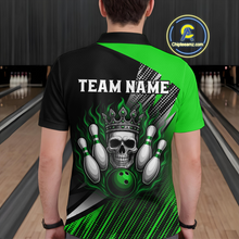 Load image into Gallery viewer, Green Skull Crown Bowling Custom Men Bowling Shirt Polo &amp; Quarter-Zip Bowling Team Jerseys HNT65