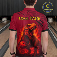 Load image into Gallery viewer, Red Dinosaur Bowling Custom Men Bowling Shirt Polo &amp; Quarter-Zip Bowling Team Jerseys HNT72