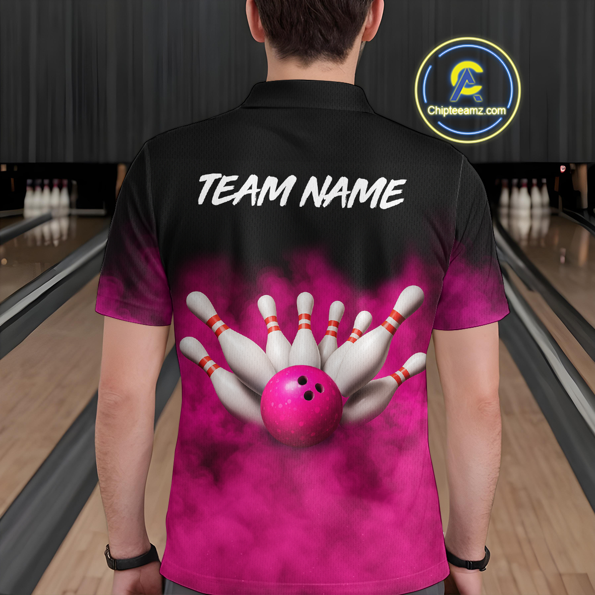 Pink Smoke Bowling Shirts for Men Women Team Personalized Bowling Polo and Quarter Zip MBL130