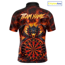 Load image into Gallery viewer, Fire Flame Dragon Black &amp; Red Dartboard Dart Polo Shirts For Men Custom Dart Team Shirts NYN2673