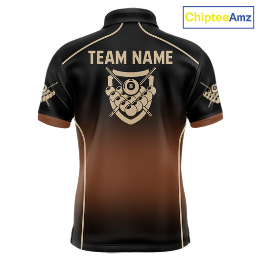 Black And Brown 8 Ball Pool Men Billiard Polo & 1/4-Zip Shirt Custom Billiard Balls Jerseys NYN2442